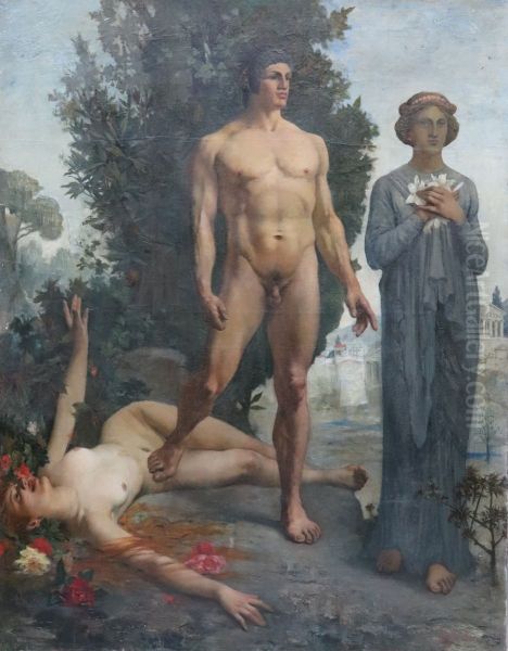 The virtue taught by the Spartans Oil Painting by Fernand Sabatte