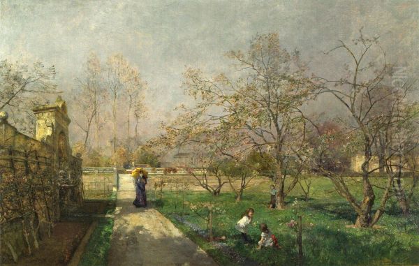 Im Garten von Schloss Niederweiden Oil Painting by Emil Jakob Schindler