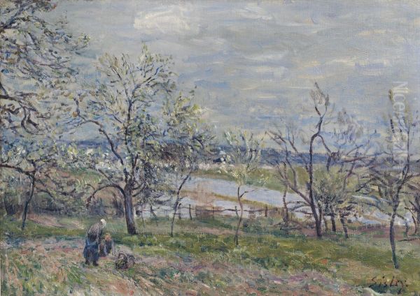 Printemps a Veneux-Nadon Oil Painting by Alfred Sisley