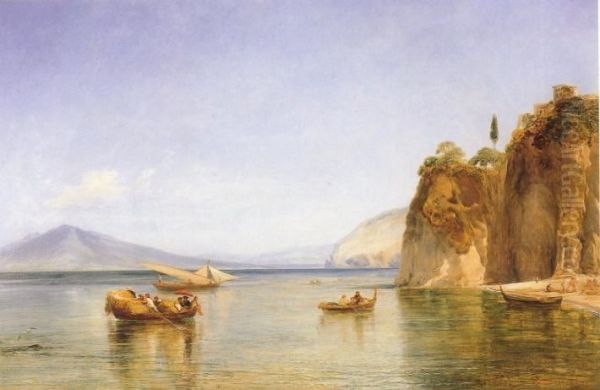 Scenes from the caves of Ulysses at Sorrento Oil Painting by William Collins