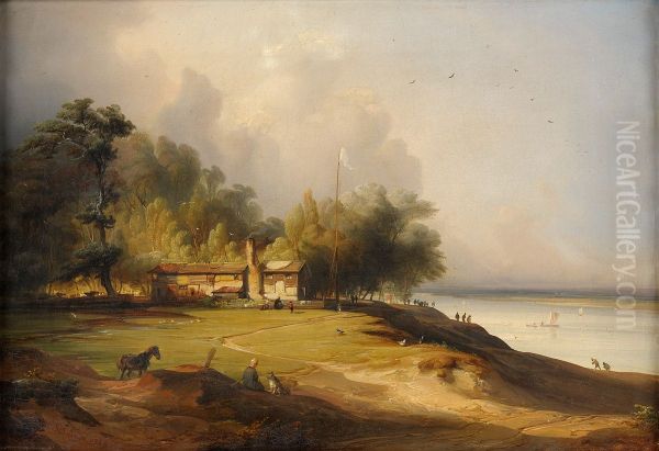 Rhine landscape Oil Painting by Caspar Scheuren