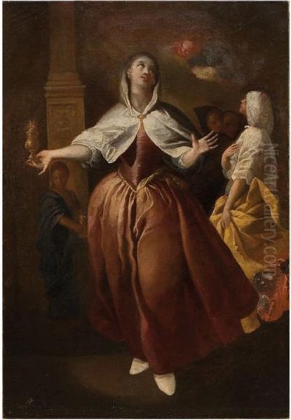 Parabola De Las Virgenes Prudentes Y Las Virgenes Necias Oil Painting by Jose Camaron Y Boronat