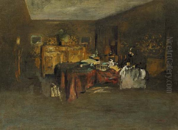 Madame Vuillard cousant Oil Painting by Edouard Vuillard