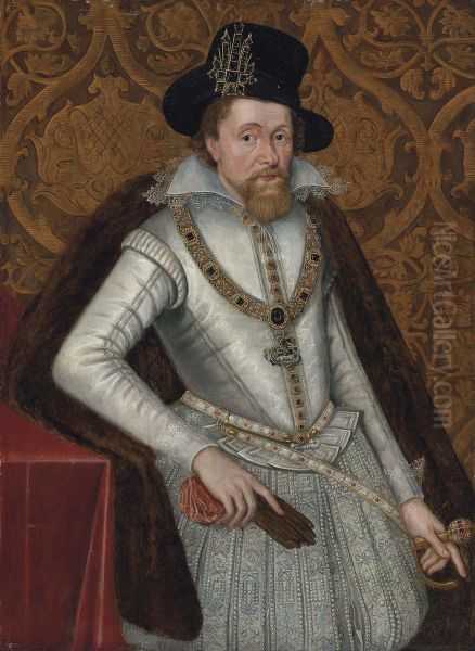 Portrait of King James I of England and VI of Scotland (1566-1625) Oil Painting by John de Critz