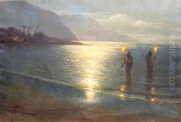 Night Fishermen Oil Painting by Lionel Walden