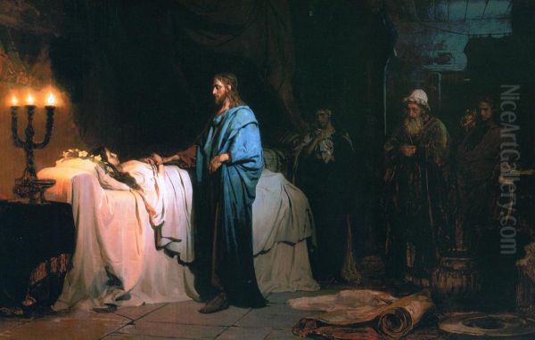 Raising of Jairus' Daughter Oil Painting by Ilya Repin