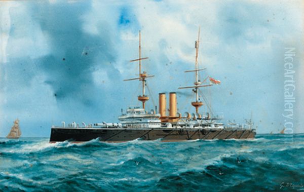 The battleship H.M.S. Repulse Oil Painting by Gaetano Esposito