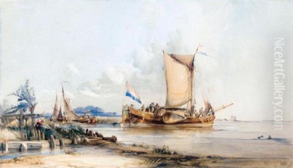 A Dutch Boeier Oil Painting by George Cambers