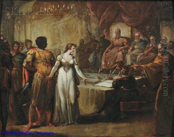 Brabantio's Accusation against Othello, Othello, act 1, scene 3. Oil Painting by William Hamilton