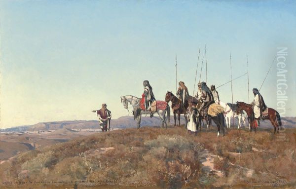 Arab warriors on the lookout Oil Painting by Eugen Bracht