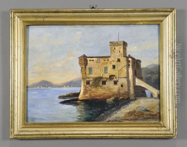 Il Castello Di Rapallo Oil Painting by Pasquale Domenico Cambiaso