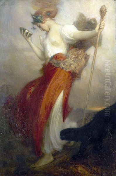 Bacchante Oil Painting by Arthur Hacker