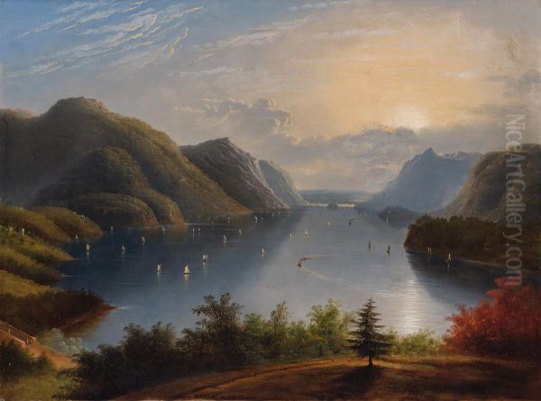 View Along the Hudson Oil Painting by unknown