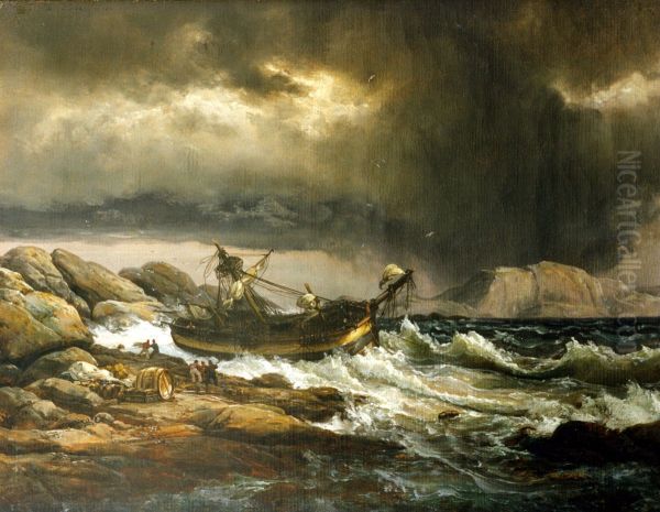 Shipwreck Oil Painting by Johan Christian Dahl