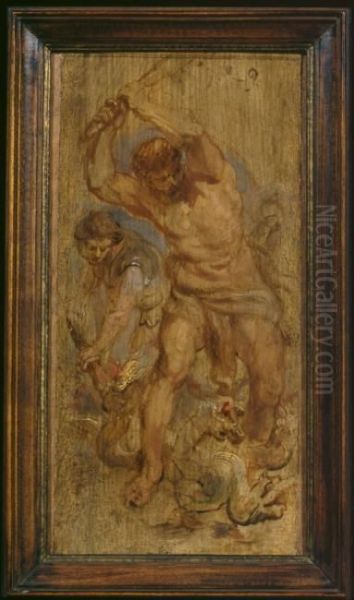 Hercules and the hydra (Ovid, Metamorphoses, IX, 69-74) Oil Painting by Peter Paul Rubens