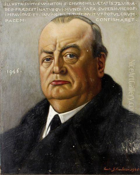 Portrait De Winston Churchill Oil Painting by Louis Gustave Cambier