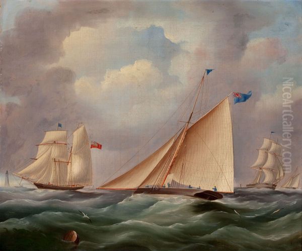 Boats at Sail Oil Painting by British School