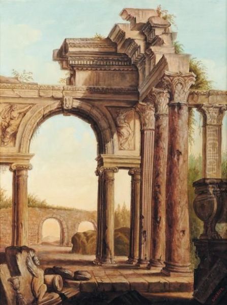 Ruines Animees Oil Painting by Louis Gustave Cambier