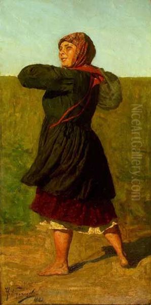 Peasant woman (1882) Oil Painting by Nikolai Dmitriyevich Kuznetsov