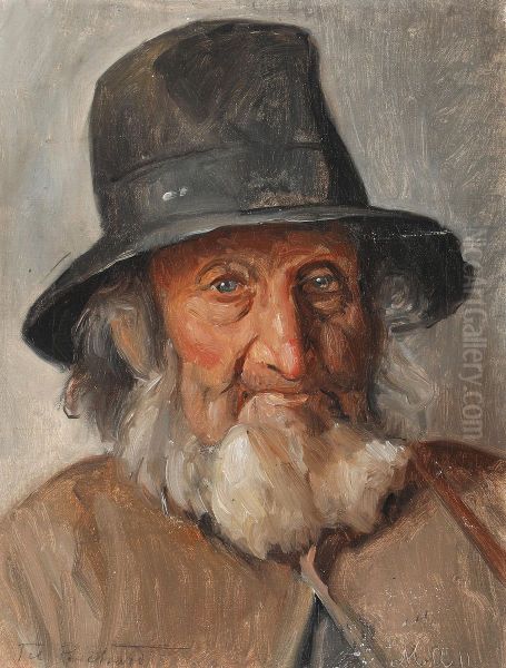 Portraet af en aeldre herre Oil Painting by Michael Peter Ancher