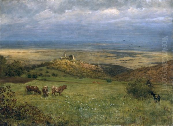 Blick auf Kronberg im Taunus Oil Painting by Hans Thoma