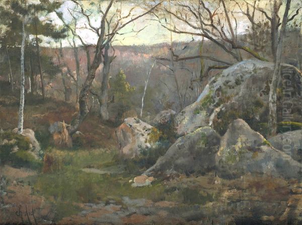 Winter in Fontainebleau Forest Oil Painting by George Charles Aid