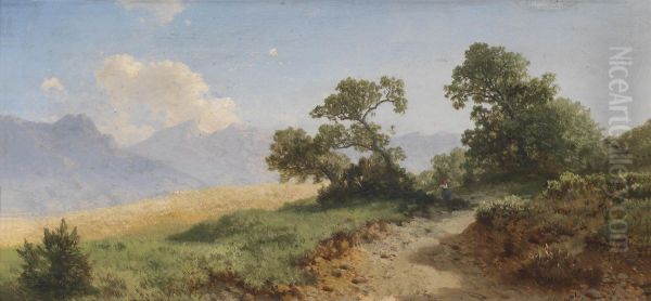 Landschaft mit figurlicher Staffage Oil Painting by Albert Zimmermann