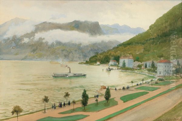 Der Luganer See Oil Painting by Albert Nikolayevitch Benois