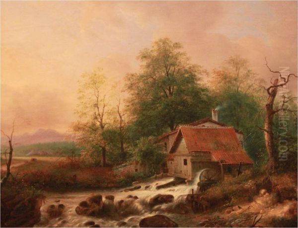 The water mill Oil Painting by Raden Saleh