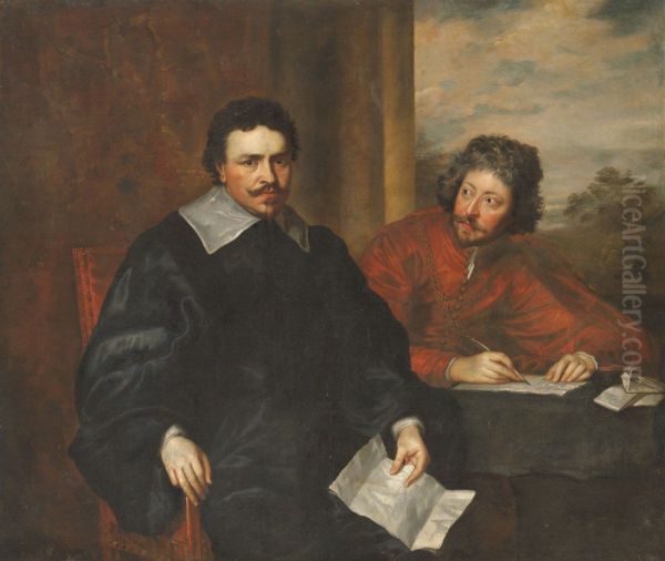 Thomas Wentworth, 1st Earl of Strafford (1593-1641), with his secretary Sir Philip Mainwaring (1589-1661) Oil Painting by Anthony Van Dyck