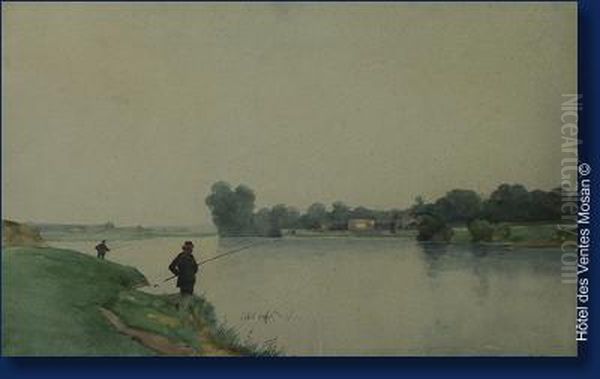 La Meuse A Wandre Oil Painting by Jean Cambresier