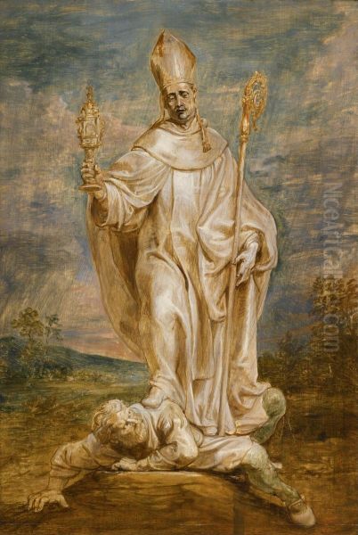 Saint Norbert  overcoming the heretic Tanchelm Oil Painting by Peter Paul Rubens