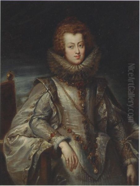 Portrait of Maria Anna, Infanta of Spain, Archduchess of Austria, later Queen of Hongary and Bohemia (1604-1646) Oil Painting by Peter Paul Rubens