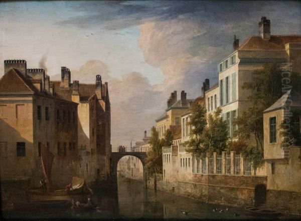 The Walpoort Bridge in Ghent Oil Painting by Pieter-Frans De Noter