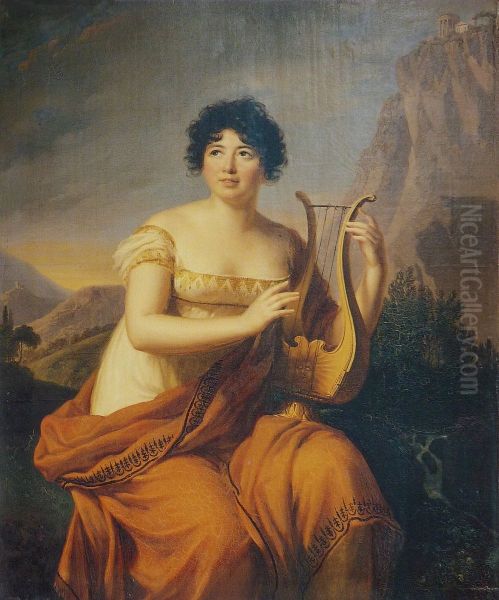 Madame de Stael as Corinne Oil Painting by Firmin Massot