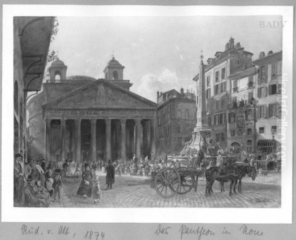 Das Pantheon in Rom Oil Painting by Rudolf von Alt