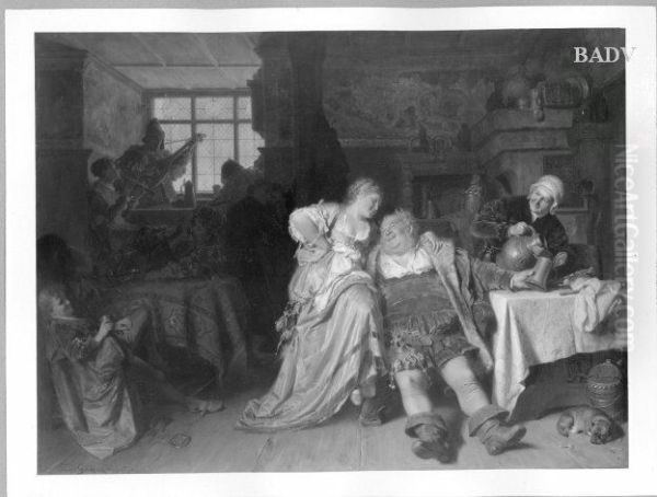 Drinking party with Falstaff Oil Painting by Eduard Von Grutzner