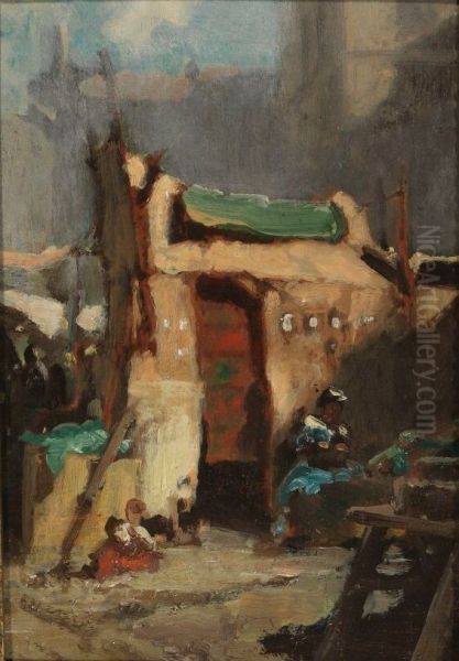 Munchner Tandlmarkt Oil Painting by Carl Spitzweg