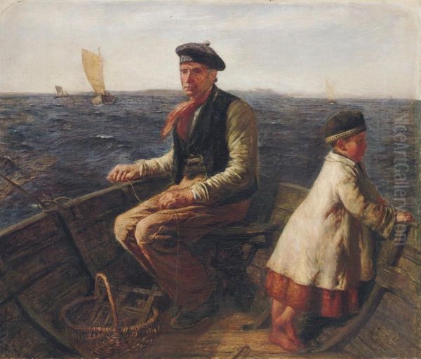 Mackerel Fishing Oil Painting by Hugh Cameron