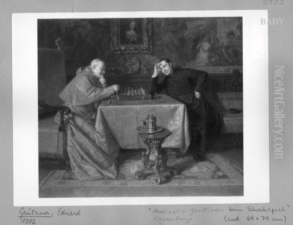 2 clergymen playing dress Oil Painting by Eduard Von Grutzner