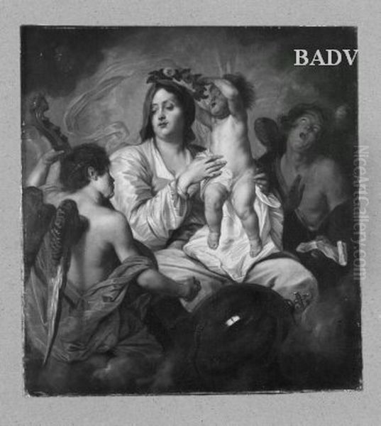 Madonna with child and two angels Oil Painting by Anthony Van Dyck