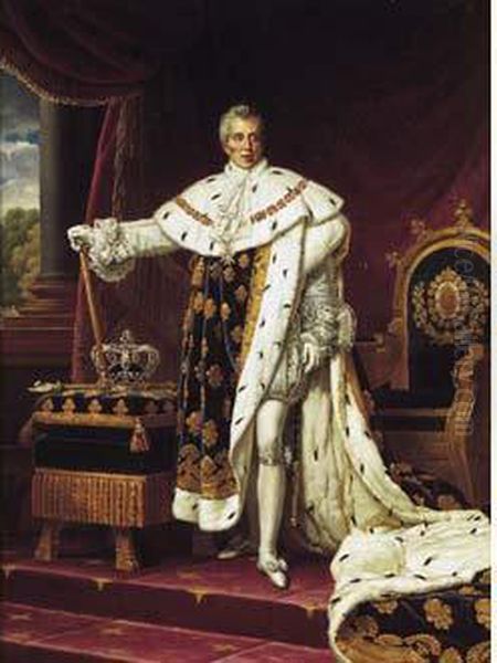 Portrait De Charles X En Costume De Sacre. Oil Painting by Alexandre Francois Caminade