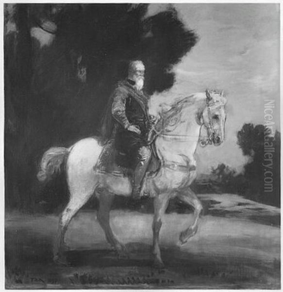 Prinzregent Luitpold zu Pferd Oil Painting by Friedrich August von Kaulbach