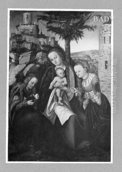 Madonna mit zwei Heiligen Oil Painting by Lucas Cranach the Elder