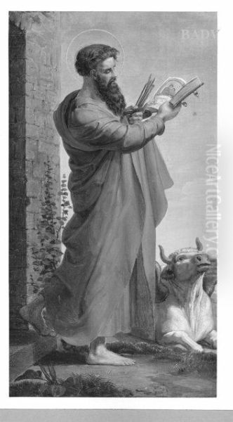 Der Evangelist Lucas mit dem Stier Oil Painting by Alfred Rethel