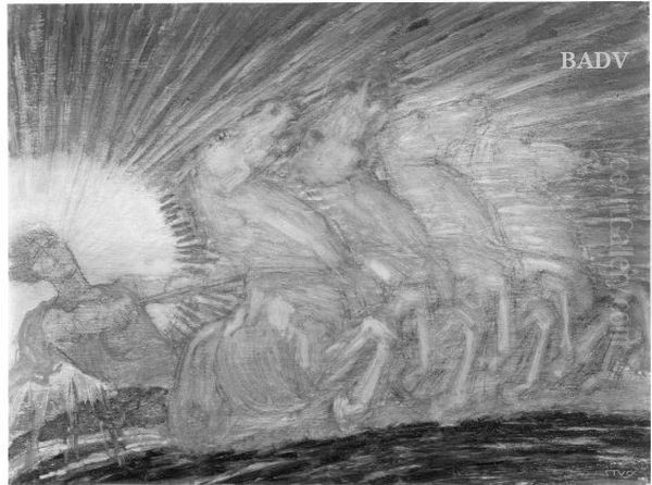 Helios mit dem Sonnenrossen Oil Painting by Franz Stuck