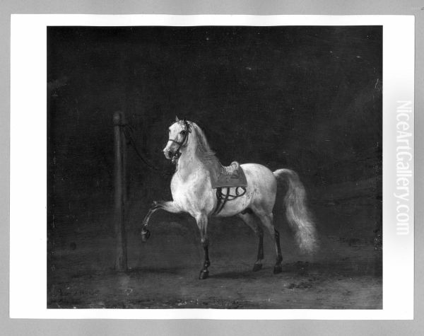 grey horse Oil Painting by Philips Wouwerman