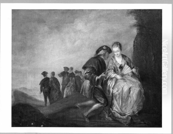 Couple of lovers Oil Painting by Jean-Antoine Watteau