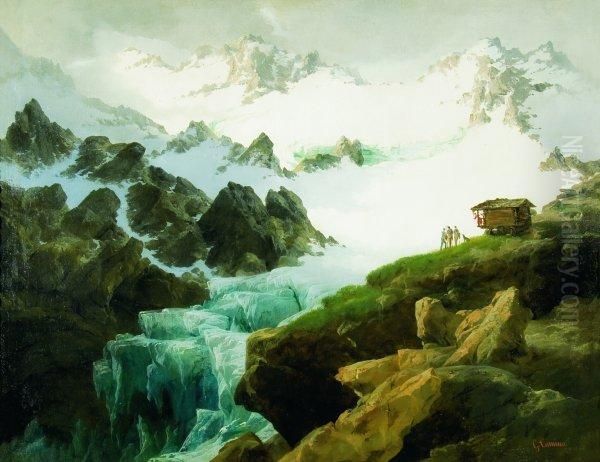 Il Rifugiosul Ghiacciaio Oil Painting by Giuseppe Camino