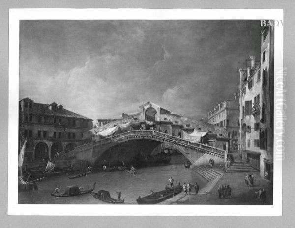 View of the Rialto in Venice Oil Painting by Canaletto